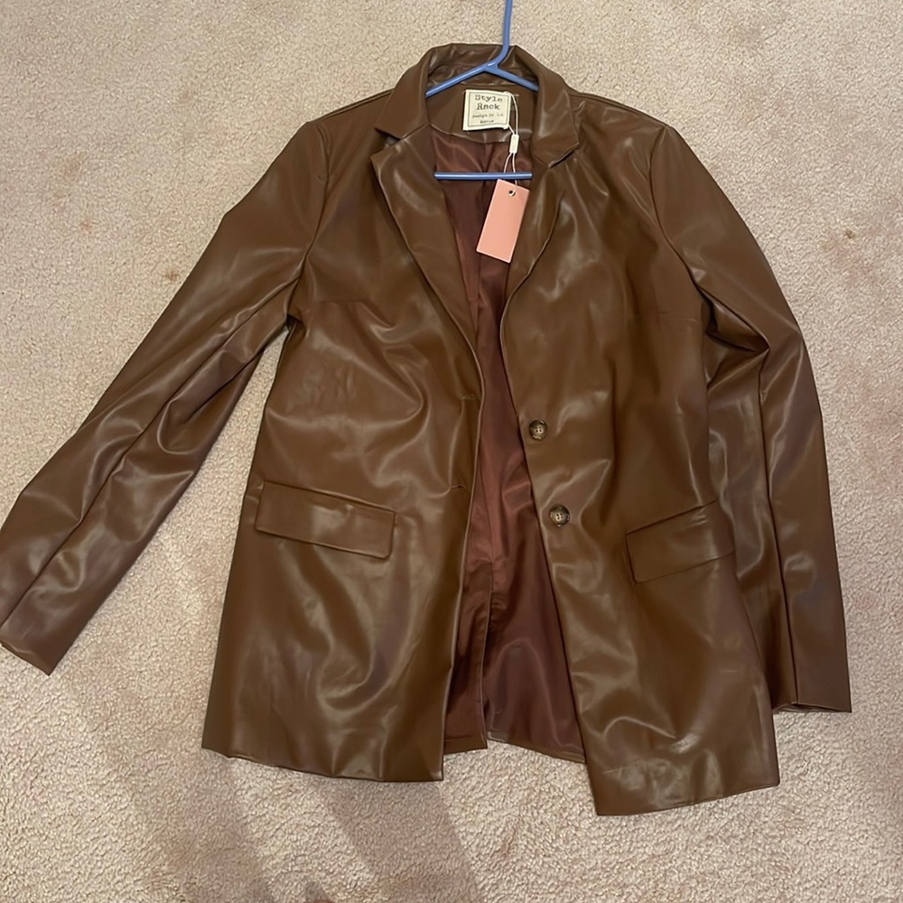 Brown Pleather Jacket - Brand New